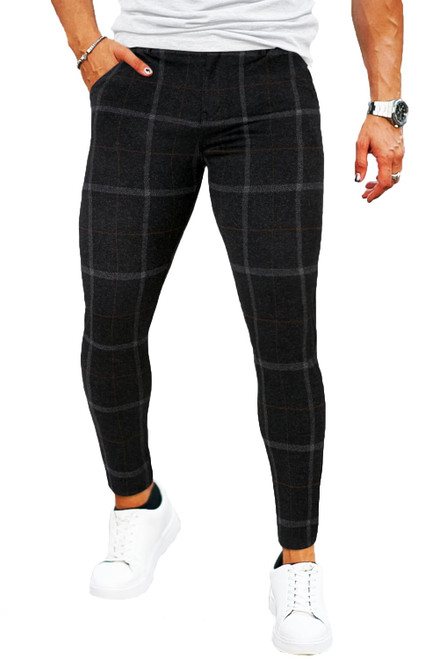 GINGTTO Chinos Pants Men Slim Fit Stretch Dress Pants with Pockets 32 Black