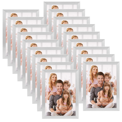 WIFTREY 5x7 Silver Picture Frames 18 Pack, 5 x 7 Photo Frame Bulk for Wall Hanging, Tabletop Display