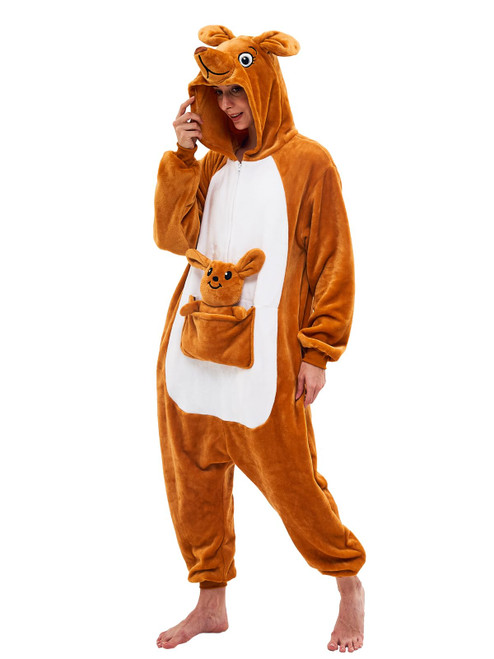 NEWCOSPLAY Unisex Adult Kangaroo Onesie Pajamas Animal One Piece Costume Cosplay Sleepwear (Kangaroo, Small) NEWCOSPLAY Unisex Adult Kangaroo Onesie Pajamas Animal One Piece Costume Cosplay Sleepwear (Kangaroo, Small)