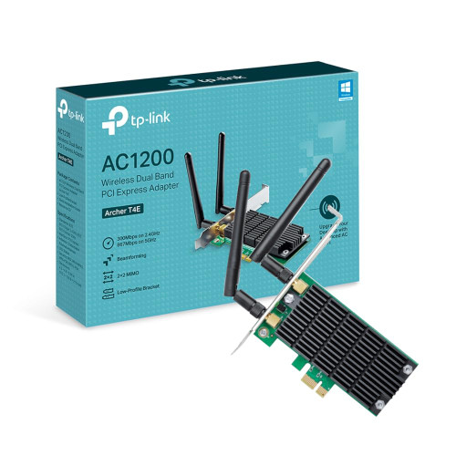 TP-Link Archer T4E AC1200 Dual Band Wireless PCI Express Adapter with Two Antennas, PCIe Network Interface Card for Desktop, Low-Profile Bracket Included, Supports Windows 10/8.1/8/7/XP (32/64 bit)