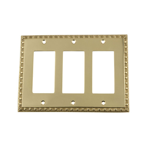 Nostalgic Warehouse 719979 Egg and Dart Switch Plate with Triple Rocker, Polished Brass