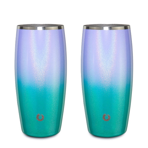 SNOWFOX Premium Vacuum Insulated Stainless Steel Beer Glass -Home Bar Accessories -Elegant Bartending - Lightweight Pint Glasses -Sleek Drinkware -Frosty Beverages Stay Cold -18oz, Set of 2 - Mermaid