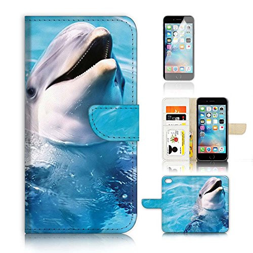 ( For iPhone 6 Plus 5.5' / iPhone 6S Plus 5.5') Flip Wallet Case Cover and Screen Protector Bundle A8204 Dolphin