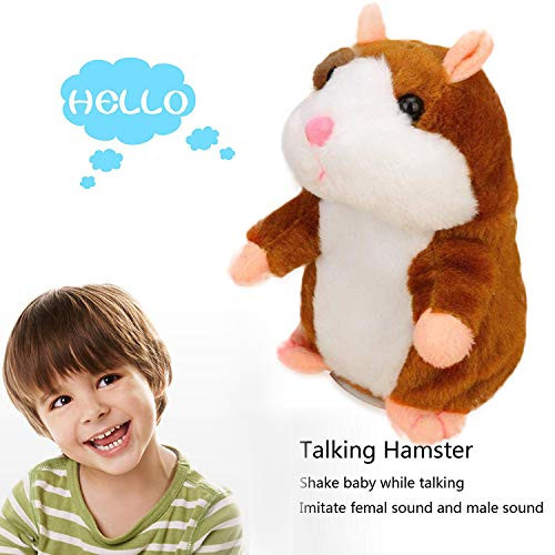 Mimicry Pet Talking Hamster Repeats What You Say Plush Animal Toys Electronic Pet Talking Plush Buddy Hamster Mouse Interactive Toys for Valentine's Day, Birthday Kids Gift Boy & Girl Early Learning