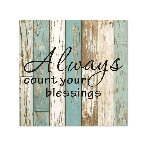 Always Count Your Blessings Wood Wall Decor Plaque Sign Farmhouse Rustic Wall Decoration Hanging Sign with Rope 16"x16"