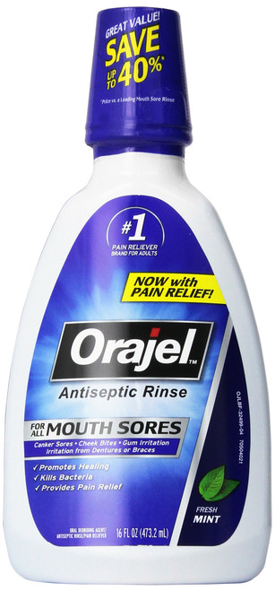 Orajel Antiseptic Mouth Sore Rinse 16 oz (Pack of 4)