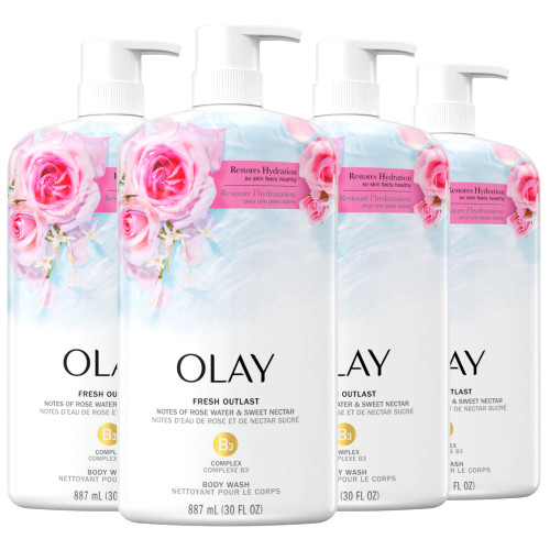 Olay Fresh Outlast Rose Water & Sweet Nectar Body Wash, 30 fl oz, (Pack of 4) Package may vary Olay Fresh Outlast Rose Water & Sweet Nectar Body Wash, 30 fl oz, (Pack of 4) Package may vary