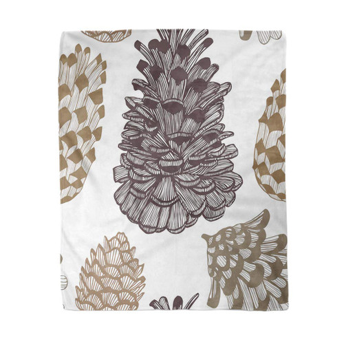 rouihot 50x60 Inches Flannel Throw Blanket Christmas Cone Pages Scrap Booking Pattern Winter Autumn Botanical Home Decorative Warm Cozy Soft Blanket for Couch Sofa Bed