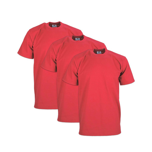 Pro Club Men's 3-Pack Heavyweight Cotton Short Sleeve Crew Neck T-Shirt, Red, 3X-Large
