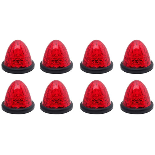 3.5" Inch 16 LED 8x Red Round Beehive Cone Trailer Led Side Marker Clearance Lights 16 Diodes Submersible 12V Rear Tracking Lights Replacement for Trailers RV's Trucks ATV Motorcycle