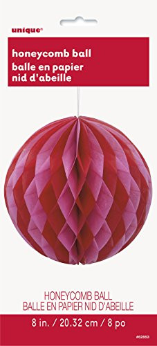 8" Red & Pink Valentine's Day Tissue Paper Honeycomb Ball