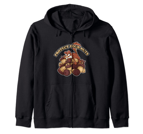 Protect Your Nuts - Funny Squirrel Zip Hoodie