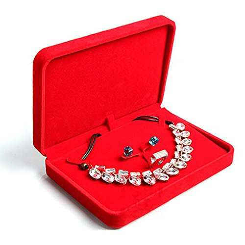 TIKIYOGI Wedding Jewelry Sets Velvet Box Necklace Earring Ring Display Case Storage Holder (Red) TIKIYOGI Wedding Jewelry Sets Velvet Box Necklace Earring Ring Display Case Storage Holder (Red)