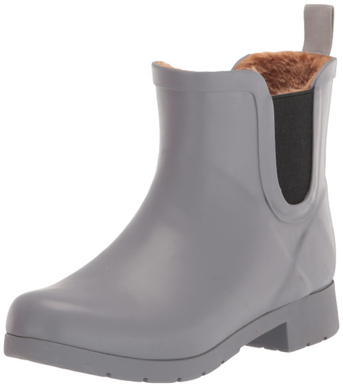 Chooka womens Waterproof Plush Chelsea Bootie Chelsea Rain Boot, Grey, 7 US