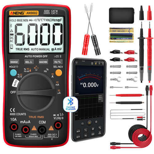 ANENG Bluetooth Multimeter Digital Tester Auto-ranging TRMS 6000 Counts Ohmmeter for AC/DC Voltage,Current,Resistance,Continuity,Capacitance,Diodes,Temperature Meansurement,Volt Meter for Automotive