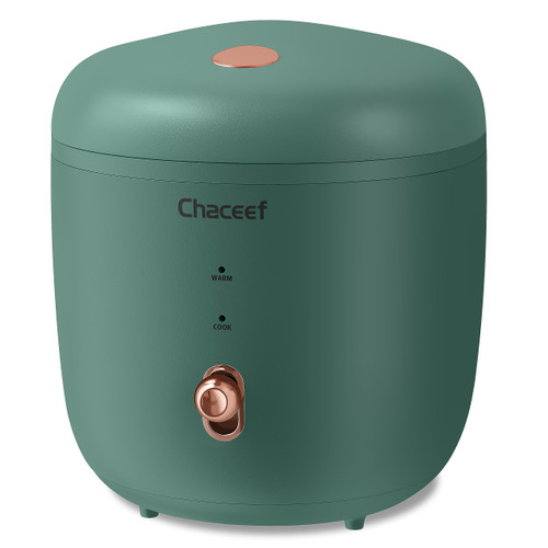 CHACEEF Mini Rice Cooker 2-Cups Uncooked, 1.2L Small Rice Cooker with Non-stick Pot, Mini Rice Maker with One Touch & Keep Warm Function, Food Steamer, Green