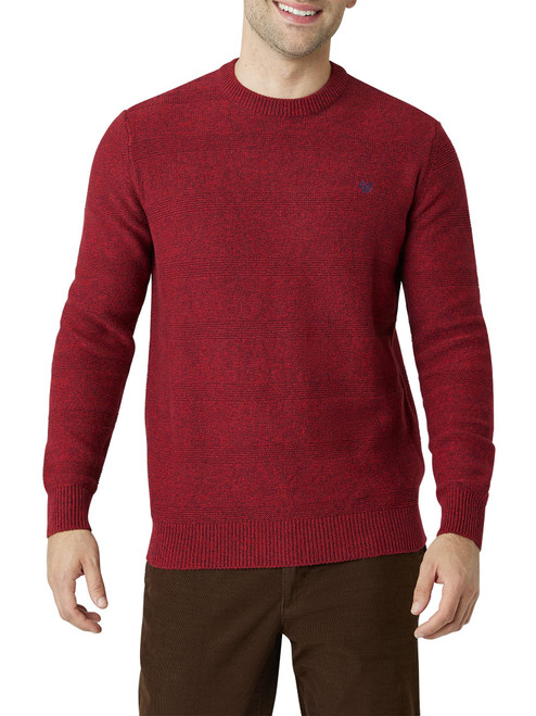 Chaps Men's Sweater - Heavyweight Classic Fit Cotton Crewneck Pullover Sweater for Men (S-2XL), Size Medium, Burgundy Twist Multi