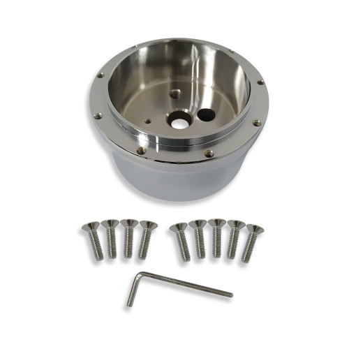 DEMOTOR PERFORMANCE Chrome Billet Aluminum For GM Chevy 9-Hole Steering Wheel Adapter 67-94 Hot Rod