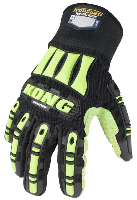 Ironclad KONG SDX2W-03-M Waterproof Oil and Gas Safety Impact Gloves, Medium, Black/Green