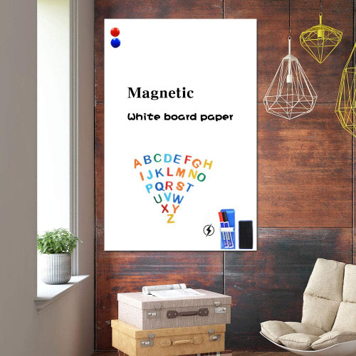 White Board Stickers,78"x18" Magnetic Adhesive Dry Erase Wallpaper , White Board Paper for Wall,Thicken Whiteboard Sticky Paper ,No Ghost