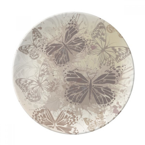 Elegant Vintage Grey Butterfly Wallpaper Plate Decorative Porcelain Salver Tableware Dinner Dish