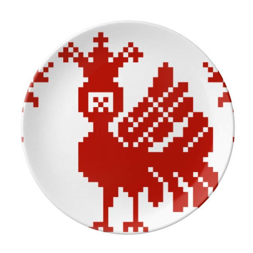 Red Mosaic Animal Trees Russia Plate Decorative Porcelain Salver Tableware Dinner Dish