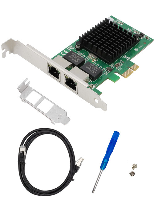 Dual-Port PCIe Network Card 1000Mbps PCI Express Ethernet Card with Intel 82576/ E1G42ET, Two Ethernet RJ45 Ports LAN NIC Card Support PXE SR-IOV for Windows/Windows Server/Linux/Freebsd/DOS