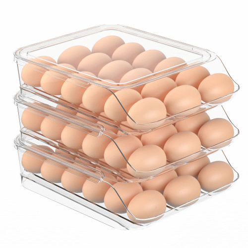 SEESPRING Egg Holder for Refrigerator, 54 Egg Container For Refrigerator, Egg Fresh Storage Box for Fridge, Egg Storage Tray Organizer Bin, Clear Plastic Storage Container (3 Layer)