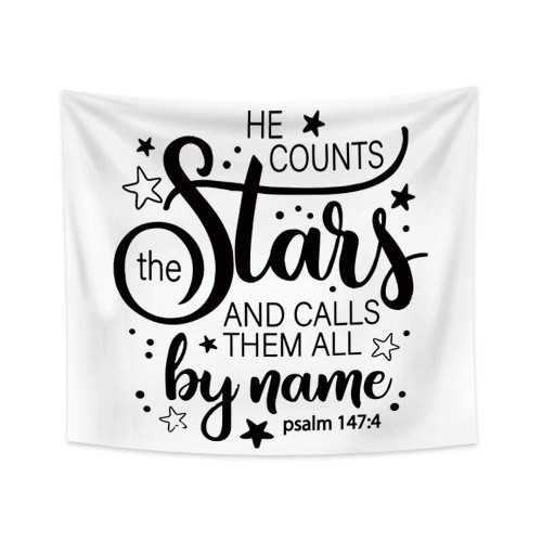 YongFoto 92.5x70.9 inches Bible Verse Christian Quote Tapestry Handwriting Calligraphy Wall Hanging Black White Modern Home Simple Tapestry He Counts The Stars And Calls Them All By Name Tapestry YongFoto 92.5x70.9 inches Bible Verse Christian Quote Tapestry Handwriting Calligraphy Wall Hanging Black White Modern Home Simple Tapestry He Counts The Stars And Calls Them All By Name Tapestry