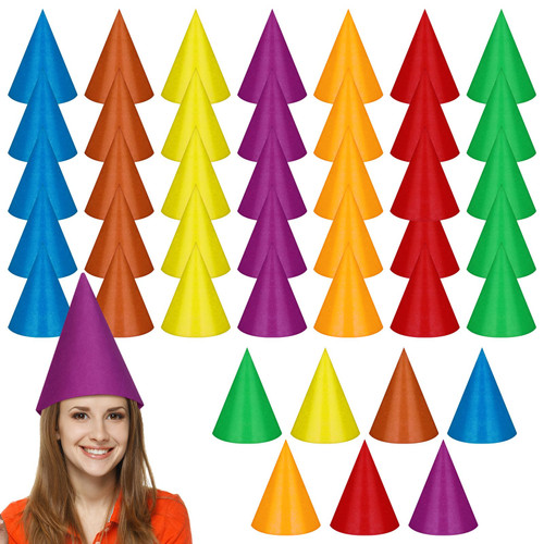 Hercicy 42 Pcs Gnome Hats for Kids Adults Bulk Assorted Cone Hat Felt Hat Dwarf Hats Elf Hat for Gnome Costume Accessory Dwarf Costume Crayon Costume Party Supply