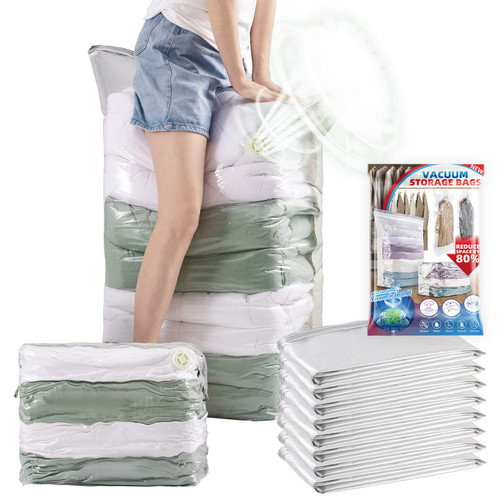 8 Pack Space Saver Vacuum Storage Bags Jumbo Cube (40x31x15 inch), Extra Large Vacuum Storage Bags Save 80% Space Vacuum Sealer Bagsfor Comforters Blankets Beddings Pillows Quilts Clothes, Bedroom Storage and Closet Organizers Space Bags