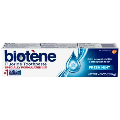 Biotene Fluoride Toothpaste, Fresh Mint Original 4.3 oz (Pack of 4)