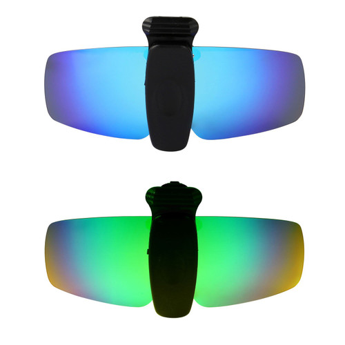 HKUCO Reinforce Sunglasses Clip Blue/Green Polarized Lenses Hat Visors Clip-on Sunglasses For Fishing/Biking/Hiking/Golf UV400 Protect