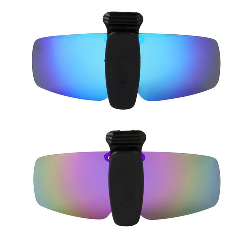 HKUCO Sunglasses Clip Blue/Purple Polarized Lenses Hat Visors Clip-on Sunglasses For Fishing/Biking/Hiking/Golf UV400 Protect