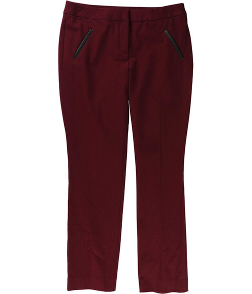 Alfani Womens Faux-Leather-Trim Casual Trouser Pants, Red, 4 Short Alfani Womens Faux-Leather-Trim Casual Trouser Pants, Red, 4 Short