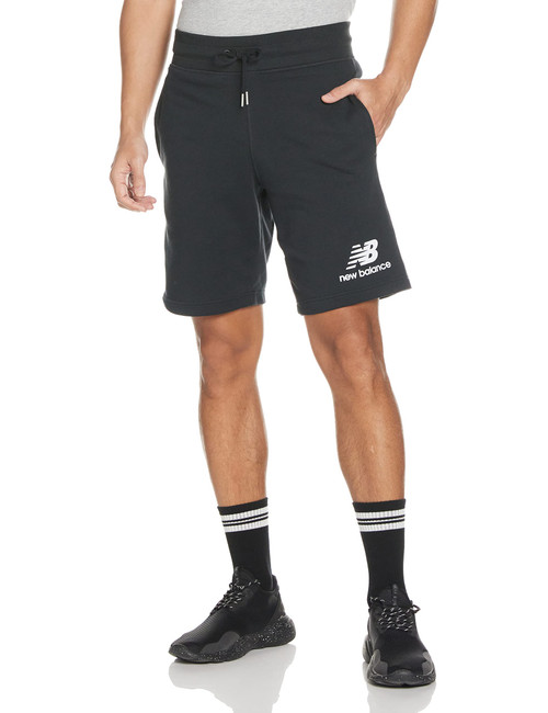 New Balance Men's NB Essentials Stacked Logo Short, Black , Large