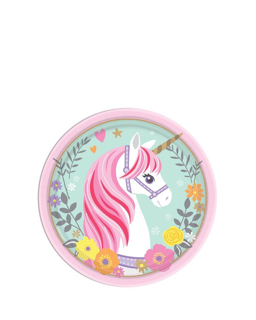 8 Magical Unicorn Birthday Party Disposable 7' Paper Dessert Plates