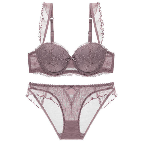 Womens Lingerie Set, 2 Piece Sexy Lace Strap Bralette Bra and Panty Lingerie Set,Gray Purple,85C Womens Lingerie Set, 2 Piece Sexy Lace Strap Bralette Bra and Panty Lingerie Set,Gray Purple,85C