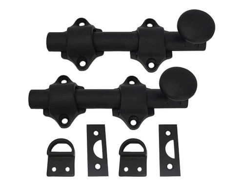 QCAA Solid Brass Dutch Door Bolt, 4", Matte Black, Made in Taiwan, 2 Pack