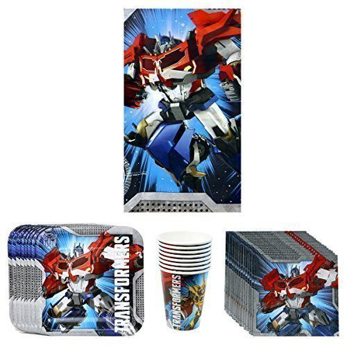 Transformers Prime Birthday Party Supplies Pack Bundle Kit Including Plates, Cups, Napkins and Tablecover - 8 Guests