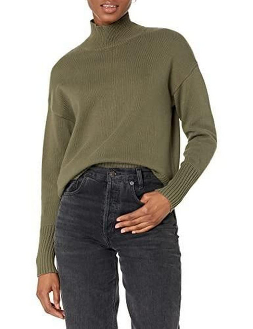 GAP Womens Cotton Turtleneck Sweater, Dark Emerald, Medium US