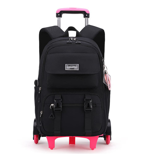 MITOWERMI Black Rolling Backpack for Boys Girls Trolley Bags for School Elementary Middle Bookbags with Wheels Durable Rolling Backpack