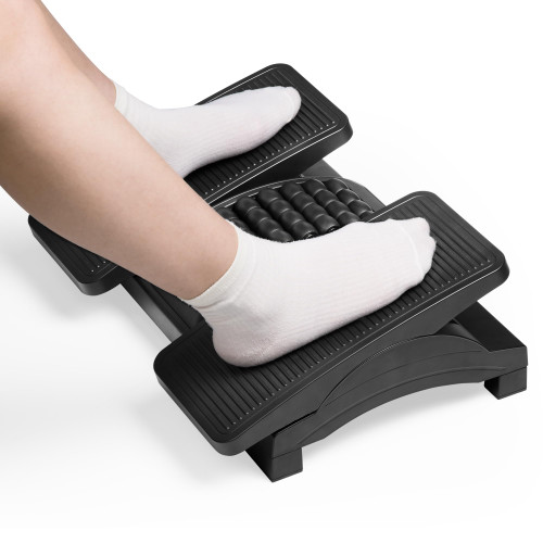 Auslar Foot Rest, Adjustable Ergonomic Foot Rest for Under Desk at Work with Massage Texture and Roller, 20 Degree Tilt Angle Adjustment Foot Stool for Office, Home