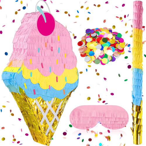 3D 15.7 Inch Pinatas for Birthday Party Colorful Pinata with Stick, Blindfold, Confetti for Kids Girls Boys Birthday Baby Shower Party Supplies (Ice Cream) 3D 15.7 Inch Pinatas for Birthday Party Colorful Pinata with Stick, Blindfold, Confetti for Kids Girls Boys Birthday Baby Shower Party Supplies (Ice Cream)