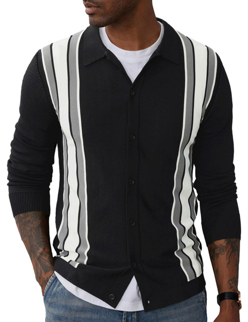 PJ PAUL JONES Mens Long Sleeve Button Down Knitting Cardigans Sweater for Polos 2XL Black PJ PAUL JONES Mens Long Sleeve Button Down Knitting Cardigans Sweater for Polos 2XL Black
