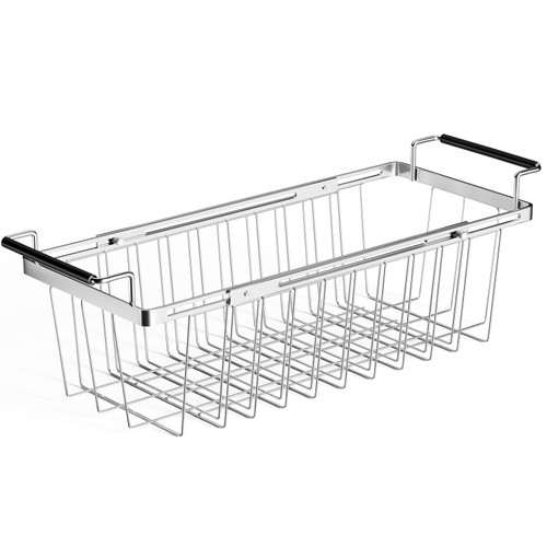 Orgneas Freezer Baskets for Chest Freezer, Expandable Deep Freezer Organizer Bins Wire Basket Storage Adjustable From 16.5" to 26.5", Stainless Steel Over the Sink Dish Drying Rack for Kitchen