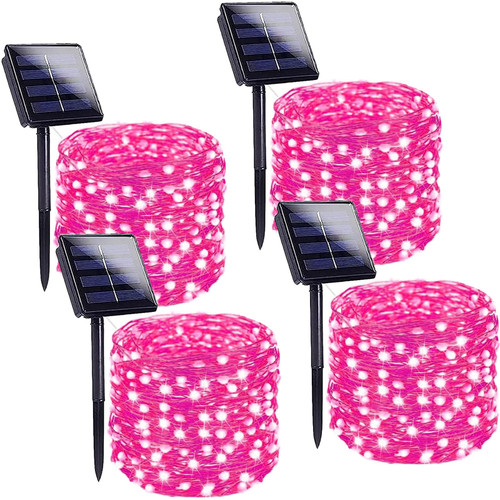 Solar String Lights for Outside, 4 Pack Each 100 LED Solar Powered Garden Twinkle Lights Outdoor, Waterproof Copper Wire 8 Modes Solar Fairy Lights for Patio Christmas Party Wedding Holiday (Pink) Solar String Lights for Outside, 4 Pack Each 100 LED Solar Powered Garden Twinkle Lights Outdoor, Waterproof Copper Wire 8 Modes Solar Fairy Lights for Patio Christmas Party Wedding Holiday (Pink)