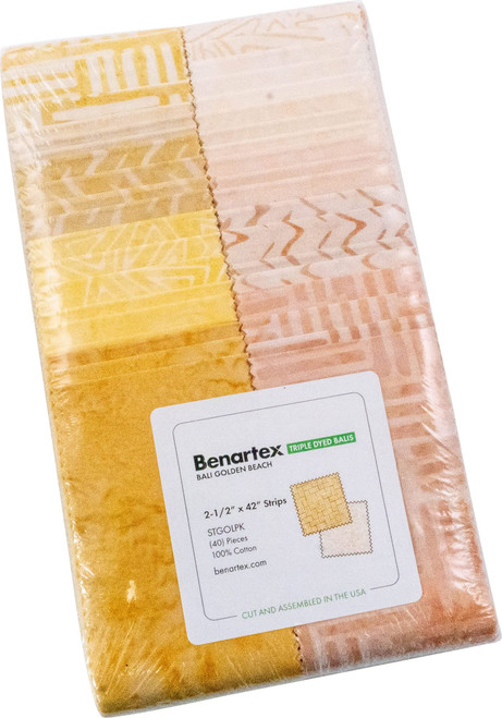 Bali Batik Golden Beach Strip-Pies 40 2.5-inch Strips Jelly Roll Benartex