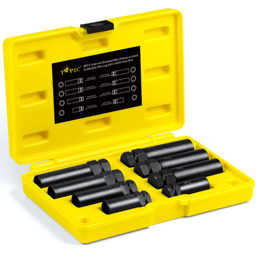 Topec 8Pcs Locking Lug Master Key Set,SAE/Metric Inner Wheel Lock Removal Kit for The Purpose of Easily Removing Locking Lug Nuts on Aftermarket Wheels Topec 8Pcs Locking Lug Master Key Set,SAE/Metric Inner Wheel Lock Removal Kit for The Purpose of Easily Removing Locking Lug Nuts on Aftermarket Wheels