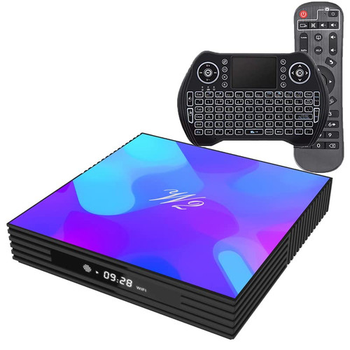 Android 11 TV Box S905W2 USB 2.0 3D 4K UHD 4GB RAM 64GB ROM 2.4G 5G Dual Band WiFi with BT 4.2 WiFi Media Player with Backlit Mini Keyboard Set Top TV Box